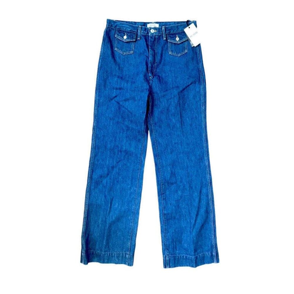 RE/DONE 70's Style Retro pocket Wide Leg Jeans in True Rinse Dark Wash 31 NWT - Picture 2 of 8